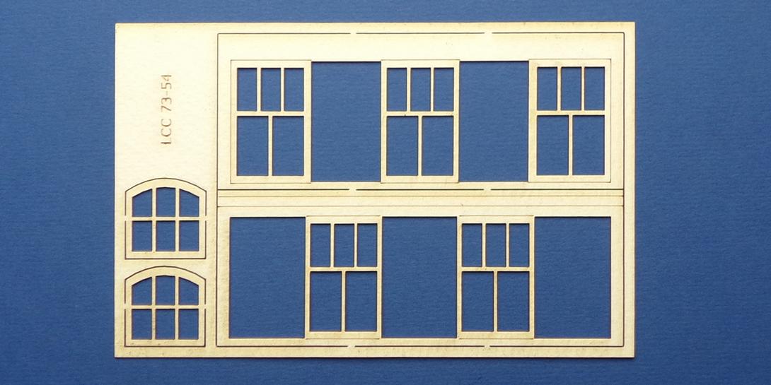 LCC 73-54 O gauge small signal box front windows set Set of windows for the front of the small signal box. To be used with LCC 73-00.